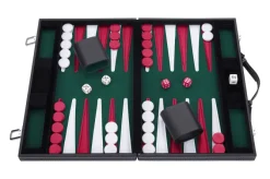 Backgammon kuffert Grøn/Rød