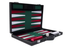 Backgammon kuffert Grøn/Rød - 15"