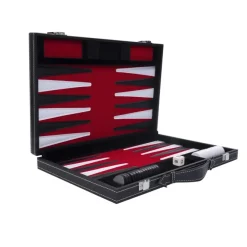 Backgammon kuffert Rød/Sort