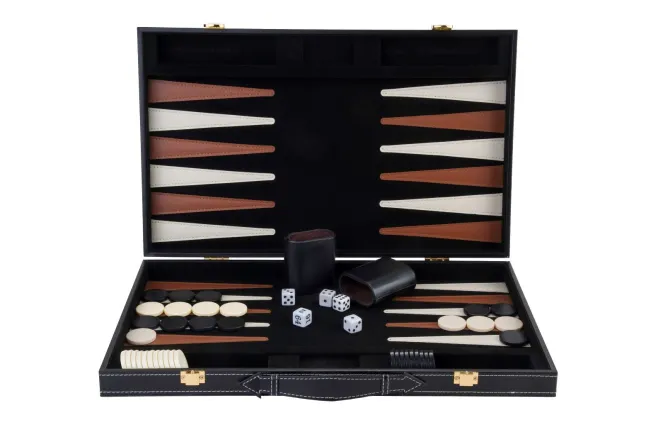 Backgammon kuffert Sort/Brun/Beige