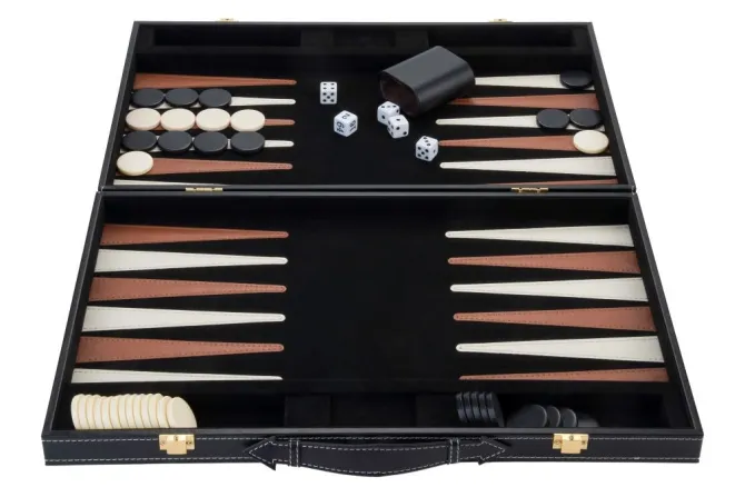 Backgammon kuffert Sort/Brun/Beige
