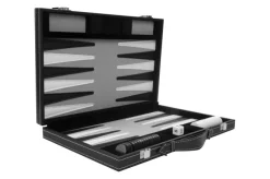 Backgammon kuffert Sort/Hvid/Grå - 11"