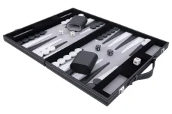 Backgammon kuffert Sort/Hvid/Grå - 11"