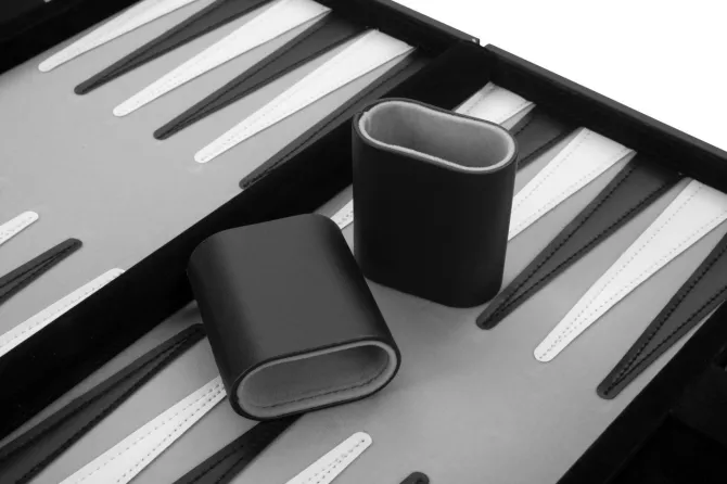 Backgammon kuffert Sort/Hvid/Grå - 11"