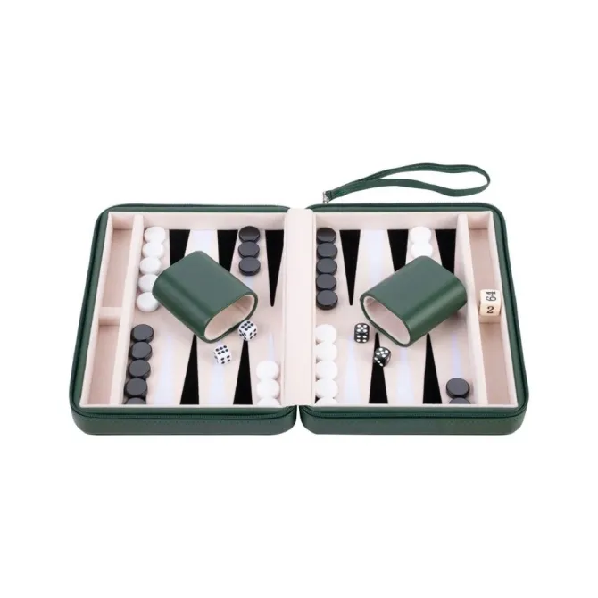 Backgammon rejsespil - Grøn 9"