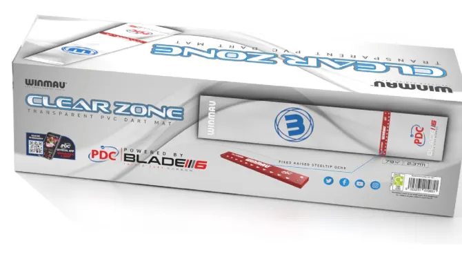 Clearzone transperant dartmåtte m/ raished oche fra Winmau