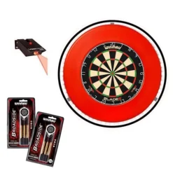 Deluxe dartpakke - skive, surround, lysring, pile & laser oche