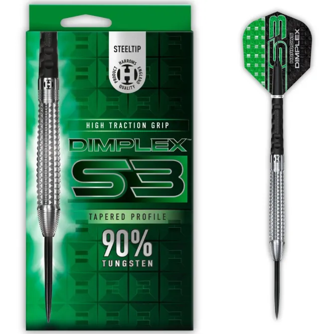 Dimplex S3 Tapered 90% NT steeltip dartpile fra Harrows