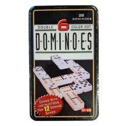 Domino Double Six sæt med farvede brikker