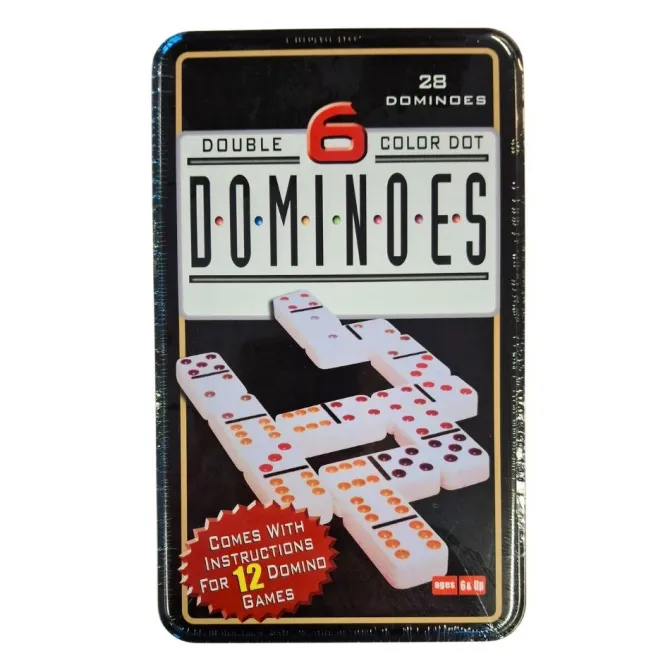 Domino Double Six sæt med farvede brikker