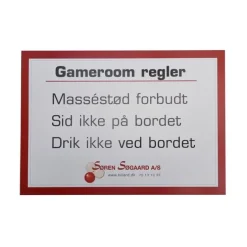 Gameroom regler plakat