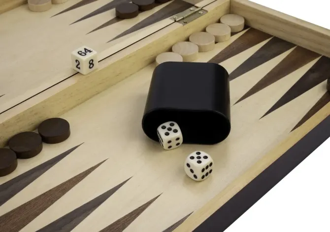 Kombineret skak og backgammon kuffert