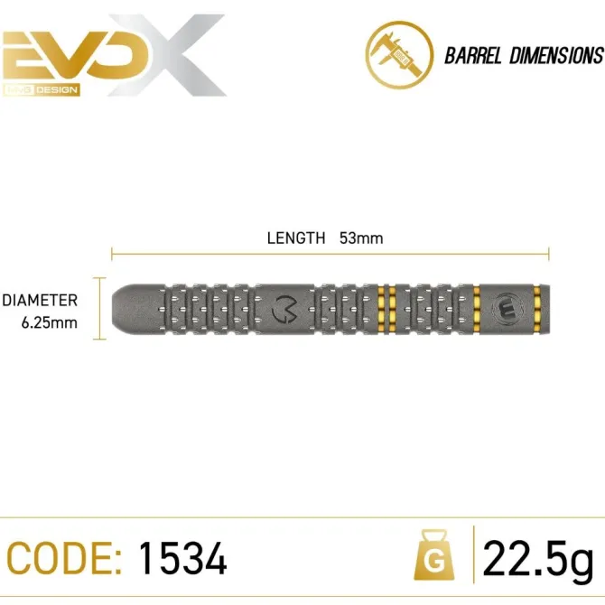 MvG EVO X 90% NT steeltip dartpile fra Winmau - 22,5g