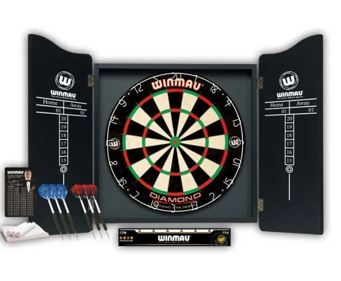Professionel Homesæt - dartskab, dartskive og 2 sæt dartpile fra Winmau