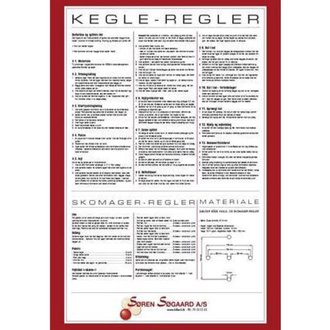 Regler, DDBU-kegle regler som plakat