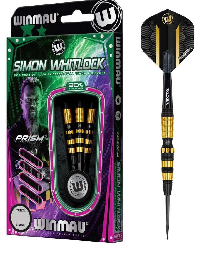 Simon Whitlock 90% NT Dual Coating Onyx/AU steeltip dartpile fra Winmau