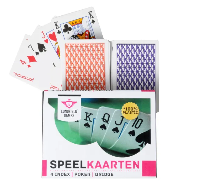 Spillekort Longfield 2 sæt 100% plastik Bridge - Poker