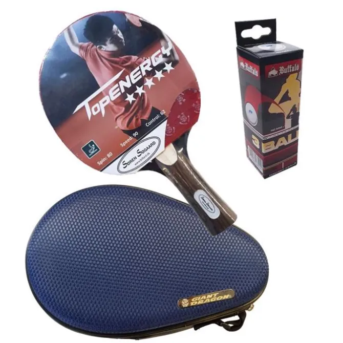 Top Energy bordtennisbat fra Giant Dragon m/ etui & 3 bolde