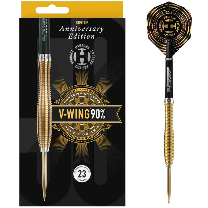 V-Wing 90% NT steeltip dartpile fra Harrows